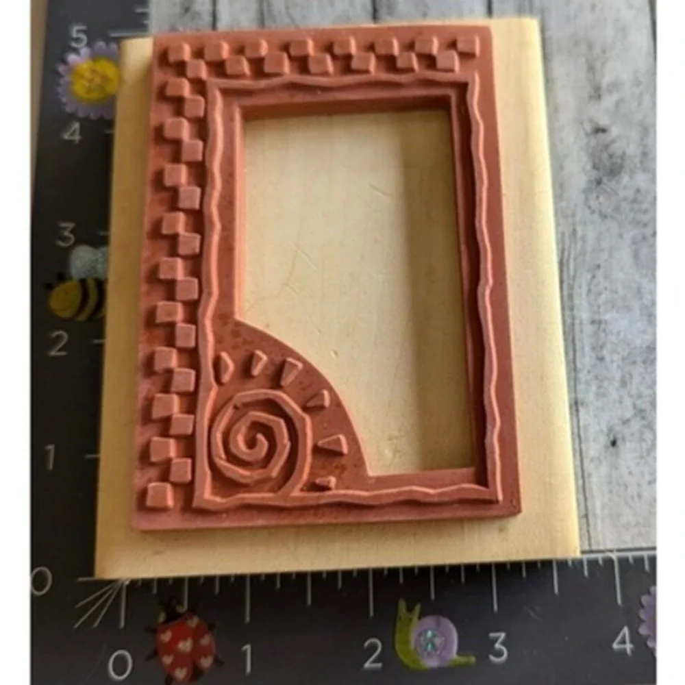 Anita's Arizona Frame Sun Checker Rubber Stamp Wood #B28
